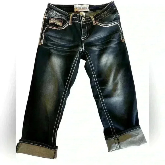 Women's Sz 4 Hydraulic Denim Jean Capri's Country Western Apparel - Picture 1 of 5